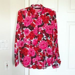 Zara Floral Button Down Shirt